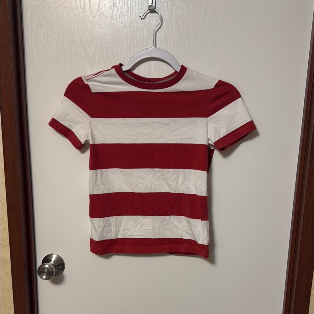 Old Navy Red and White Striped Kids Shirt Size 8